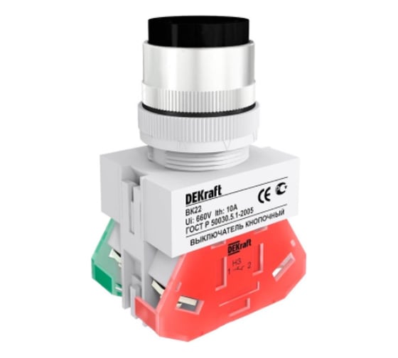 Кнопочный выключатель Dekraft ВК22-ABFP-BLK 25129DEK 1