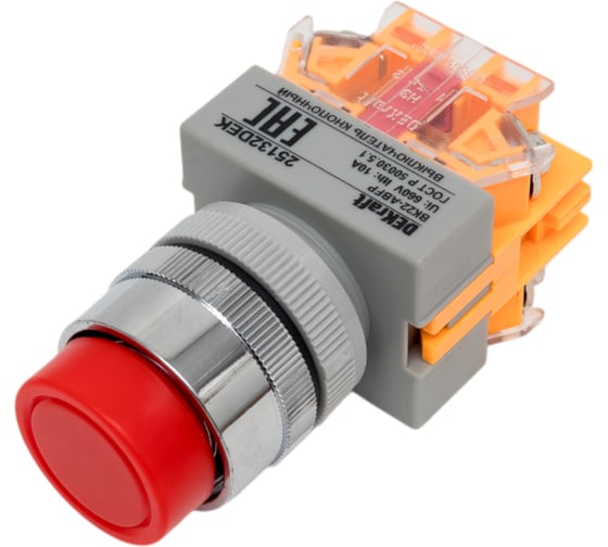 Кнопочный выключатель Dekraft ВК22-ABFP-RED 25132DEK