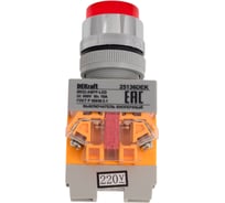 Кнопочный выключатель Dekraft ВК22-ABFP-RED-LED 25136DEK
