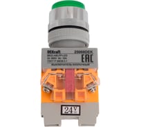Кнопочный выключатель Dekraft ВК22-ABLFP-GRN-LED-24 25069DEK