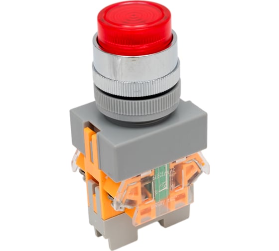 Кнопочный выключатель Dekraft ВК22-ABLFP-RED-LED-24 25070DEK