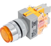 Кнопочный выключатель Dekraft ВК22-ABLFP-YEL-LED-24 25071DEK