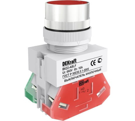 Выключатель кнопочный DEKraft ВК-22, ABLF, 10 А, IP54 25014DEK