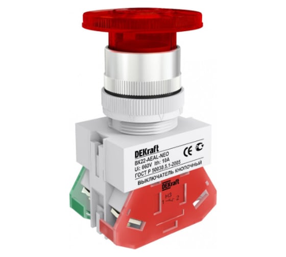 Кнопочный выключатель Dekraft ВК22-AEAL-RED-NEO 25034DEK