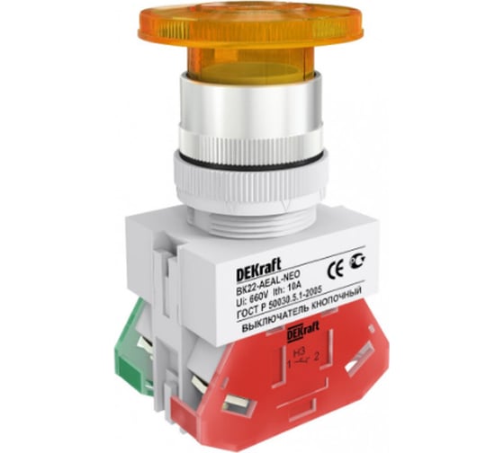 Кнопочный выключатель Dekraft ВК22-AEAL-YEL-NEO 25035DEK