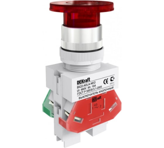 Кнопочный выключатель Dekraft ВК22-AELA-RED-NEO 25030DEK