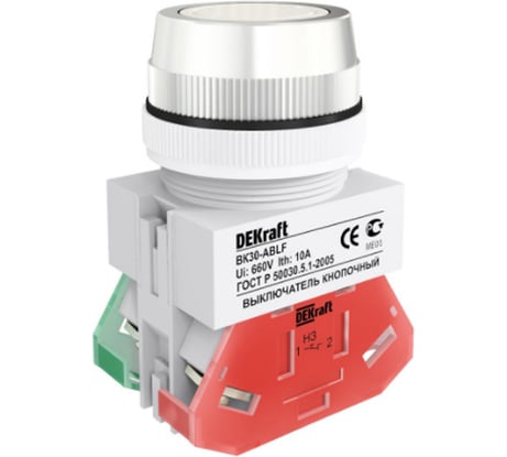 Кнопочный выключатель Dekraft ВК30-ABLF-WHI 25041DEK