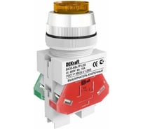 Кнопочный выключатель Dekraft ВК30-ABLFP-YEL-LED 25049DEK