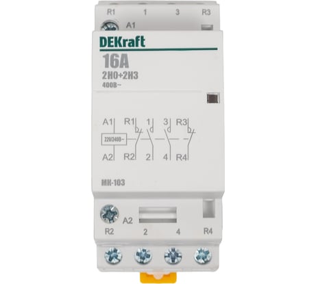 Модульный контактор Dekraft МК-103, 16 A, 230 B, 2НО+2НЗ 18055DEK
