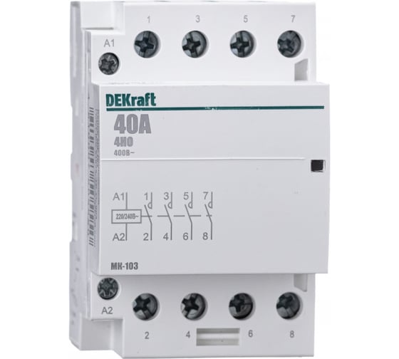 Модульный контактор DEKraft МК-103, 40 A, 230, хар-ка В, 4НО 18081DEK 1