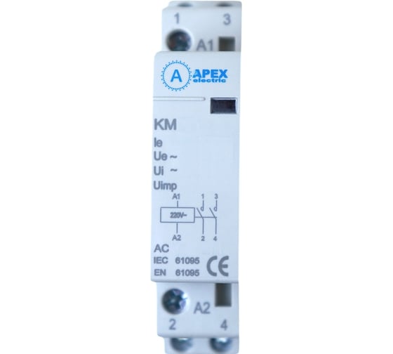 Контактор модульный APEX КМ 25А 2NC (1 мод.) 220В AC DC21324