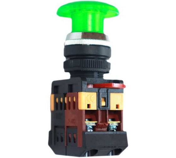 Кнопка APEX AELA-22 желтая с подсветкой NO+NC Грибок 24В AC SC21414 1