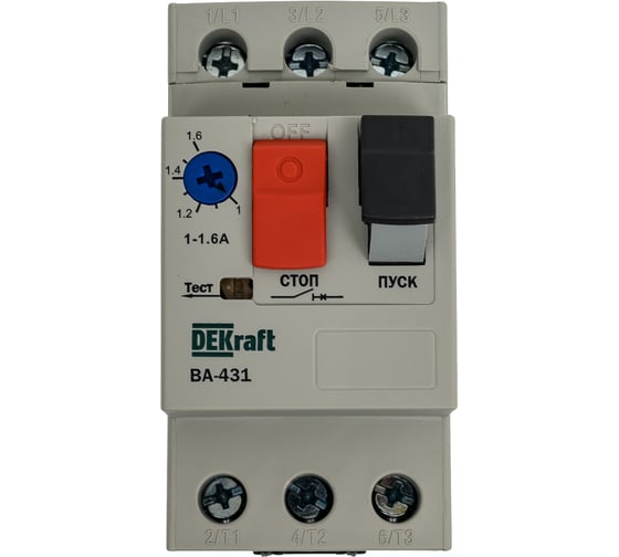 Автоматический выключатель защиты двигателя Dekraft ВА431-1A-1.6A 21225DEK