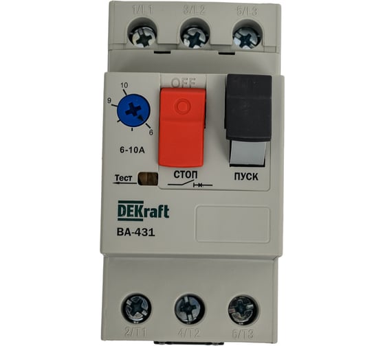 Автоматический выключатель защиты двигателя Dekraft ВА431-6.3A-10A 21229DEK
