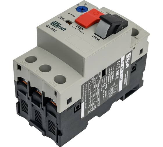 Автоматический выключатель защиты двигателя Dekraft ВА431-6.3A-10A 21229DEK