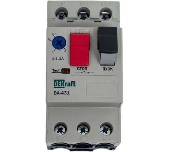 Автоматический выключатель защиты двигателя Dekraft ВА431-4A-6.3A 21228DEK