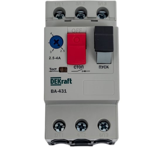 Автоматический выключатель защиты двигателя Dekraft ВА431-2.5A-4A 21227DEK