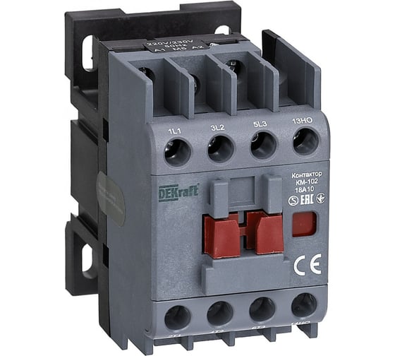 Контактор КМ-102, 18 А, 400 В, AC3, AC-4, 1 НО Dekraft 22019DEK