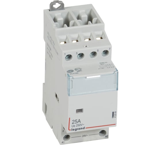 Контактор Legrand CX³ 4П, 400 В~, с катушкой 24 В~, 25 A, 2 НО+2 НЗ, 2 модуля 412509