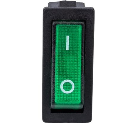 Клавишный выключатель с подсветкой Emas, зелёная клавиша, 1НО, 250 В AC, 16 А A21B1Y11