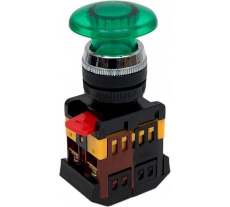 Кнопка EKF AELA-22 грибок, зеленая, с подсветкой NO+NC 2 pbn-aela-1g-220