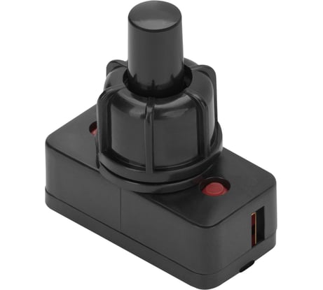 Кнопочный выключатель duwi черный c фиксацией, ВКЛ-ВЫКЛ, 2 контакта, 250В, 3А, прямоугольный, тип PBS-17A2 26850 5