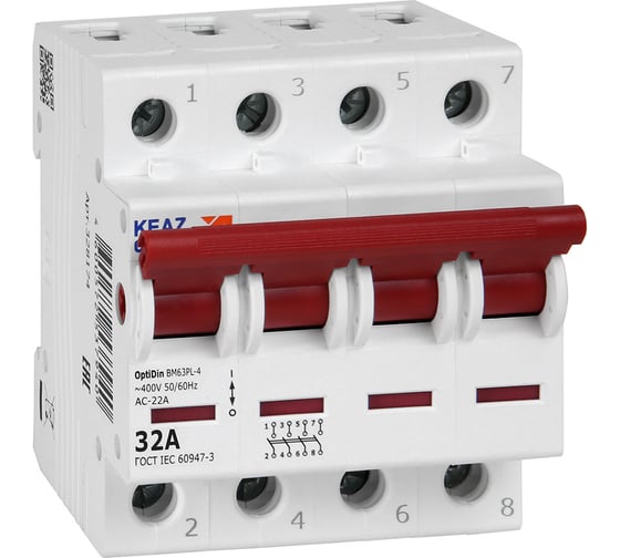 Выключатель нагрузки модульный КЭАЗ OptiDin BM63PL-432-УХЛ3 (ВМ63PL) 3 шт 328174 1