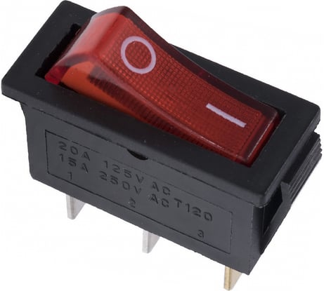 Клавишный выключатель duwi красный с подсветкой 3 контакта, 250В, 16А, ВКЛ-ВЫКЛ тип RWB-404, SC-791, 26847 5