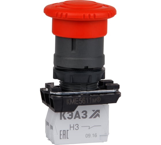 Кнопка КМЕ5122мФ-красный-2но+2нз-гриб-IP40-КЭАЗ 10 шт 274153