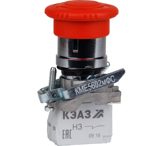 Кнопка КМЕ5602мФС-красный-0но+2нз-гриб-фикс-IP65-КЭАЗ 10 шт 248264