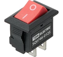 Выключатель клавишный TDM ELECTRIC KCD11-101 250В AC/DC, 1P, 3А, (2с), ON-OFF, черный корпус, красная клавиша, Micro TDM SQ0746-0125
