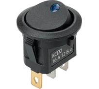 Выключатель клавишный TDM ELECTRIC KCD2-101N-2 12В AC/DC, 1P, 16А, (3с), ON-OFF, черный с синей точечной LED подсветкой TDM SQ0746-0148