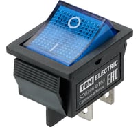 Выключатель клавишный TDM ELECTRIC KCD4-201N 250В AC/DC, 2P, 16А, (4с), ON-OFF, черный корпус, синяя клавиша c LED подсветкой TDM SQ0746-0163