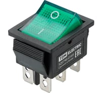 Выключатель клавишный TDM ELECTRIC KCD4-202N 250В AC/DC, 2P, 15А, (6с), ON-ON, черный корпус, зеленая клавиша, LED TDM SQ0746-0169