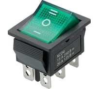 Переключатель клавишный TDM ELECTRIC KCD4-203N 250В AC/DC, 2P, 15А, (6с), ON-OFF-ON, с нейтралью, черный корпус, зеленая клавиша, LED TDM SQ0703-0052