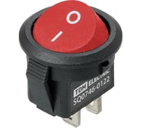 Выключатель клавишный TDM ELECTRIC KCD11-101 250В AC/DC, 1P, 3А, (2с), ON-OFF, черный корпус, красная клавиша, Micro TDM SQ0746-0122
