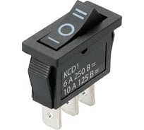 Переключатель клавишный TDM ELECTRIC KCD1-103 250В AC/DC, 1P, 6А, (3с), ON-OFF-ON, с нейтралью, черный, Mini TDM SQ0703-0050