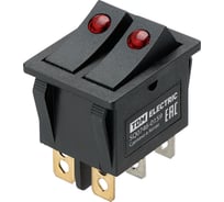 Выключатель клавишный TDM ELECTRIC KCD3-221N/D 250В AC/DC, 1P, 15А, (6с), ON-OFF, черный с красной точечной LED подсветкой TDM SQ0746-0159