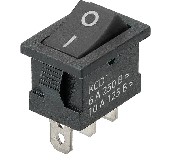 Выключатель клавишный TDM ELECTRIC KCD1-102 250В AC/DC, 1P, 6А, (3с), ON-ON, черный, Mini TDM SQ0746-0139