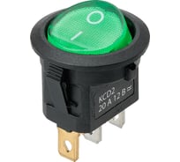 Выключатель клавишный TDM ELECTRIC KCD2-101N 12В AC/DC, 1P, 20А, (3с), ON-OFF, черный корпус, зеленая клавиша, LED подсветка, TDM SQ0746-0144