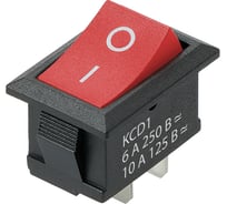 Выключатель клавишный TDM ELECTRIC KCD1-101 250В AC/DC, 1P, 6А, (2с), ON-OFF, черный корпус, красная клавиша, Mini TDM SQ0746-0136