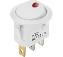 Выключатель клавишный TDM ELECTRIC KCD2-101N-2 12В AC/DC, 1P, 16А, (3с), ON-OFF, белый с красной точечной LED подсветкой TDM SQ0746-0147
