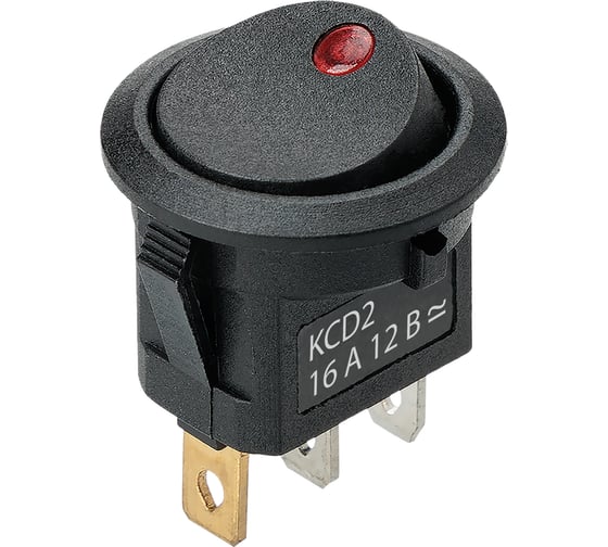 Выключатель клавишный TDM ELECTRIC KCD2-101N-2 12В AC/DC, 1P, 16А, (3с), ON-OFF, черный с красной точечной LED подсветкой TDM SQ0746-0146 1