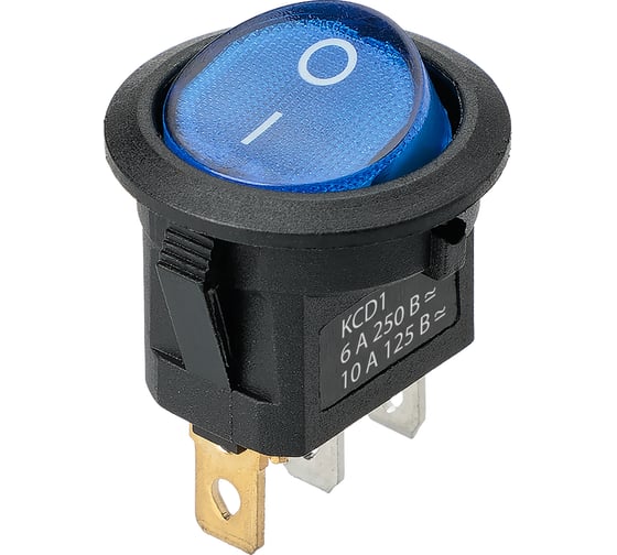 Выключатель клавишный TDM ELECTRIC MIRS-101-3-B 250В AC/DC, 1P, 6А, (3с), ON-OFF, черный корпус, синяя клавиша, LED подсветка TDM SQ0746-0172