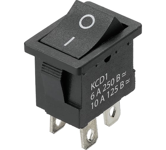 Выключатель клавишный TDM ELECTRIC KCD1-201 250В AC/DC, 2P, 6А, (4с), ON-OFF, черный, Mini TDM SQ0746-0140 1