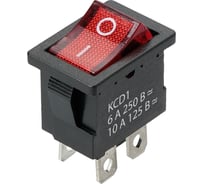 Выключатель клавишный TDM ELECTRIC KCD1-201N 250В AC/DC, 2P, 6А, (4с), ON-OFF, черный корпус, красная клавиша, LED подсветка, Mini TDM SQ0746-0141