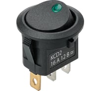 Выключатель клавишный TDM ELECTRIC KCD2-101N-2 12В AC/DC, 1P, 16А, (3с), ON-OFF, черный с зеленой точечной LED подсветкой TDM SQ0746-0149