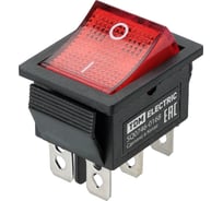 Выключатель клавишный TDM ELECTRIC KCD4-202N 250В AC/DC, 2P, 15А, (6с), ON-ON, черный корпус, красная клавиша, LED TDM SQ0746-0168