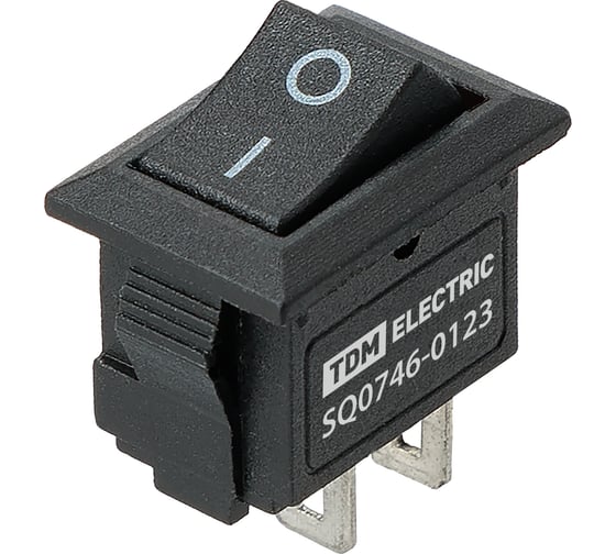 Выключатель клавишный TDM ELECTRIC KCD11-101 250В AC/DC, 1P, 3А, (2с), ON-OFF черный, Micro TDM SQ0746-0123