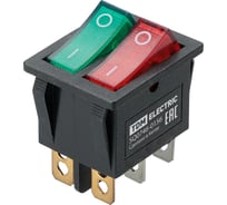 Выключатель клавишный TDM ELECTRIC KCD3-221N 250В AC/DC, 1P, 15А, (6с), ON-OFF, черный корпус, красная/зеленая клавиша, LED TDM SQ0746-0156